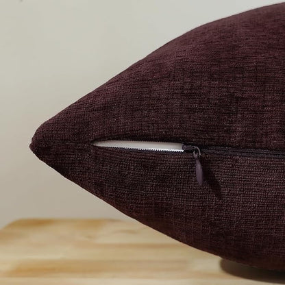 Jeneoo Plum Purple Decorative Throw Pillow Covers Soft Chenille Comfy Square Couch Cushion Cases for Living Room Sofa Decor (Set of 2, 18 x 18 Inches)