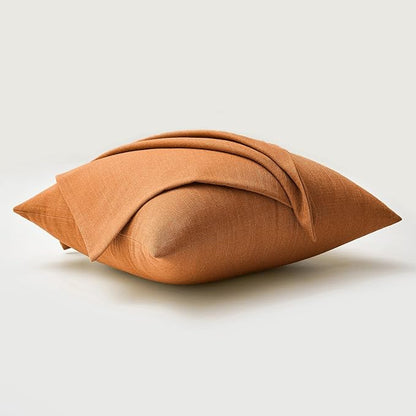 MIULEE Pack of 2 Decorative Linen Burlap Pillow Covers Farmhouse Boho Accent Pillowcases for Sofa Car Couch Bedroom Living Room Decor 20x20 Inch Burnt Orange
