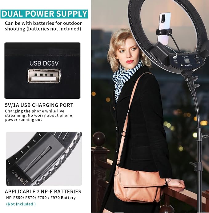 19 inch LED Ring Light Kit for Studio Portrait Photography, YouTube Video Recording, Live Streaming, Eyebrow Tattooing, Eyelash Beauty, Beauty Makeup and Lighting
