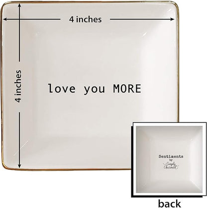 Simply Charmed Love You More Christmas Gift | Husband and Wife Ring Dish | Jewelry Ring Holder | Elegant Trinket Tray Organizer Dish | Gift for Loved One