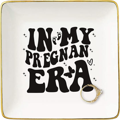 In My Pregnant Era-Funny Pregnancy Announcement Gifts,Expecting Mom Gift,New Mom Gifts,First Time Mom Gift,Mother's Day Gifts,Mama to Be,Christmas Gift,Ceramic Jewelry Tray Trinket Holder Ring Dish