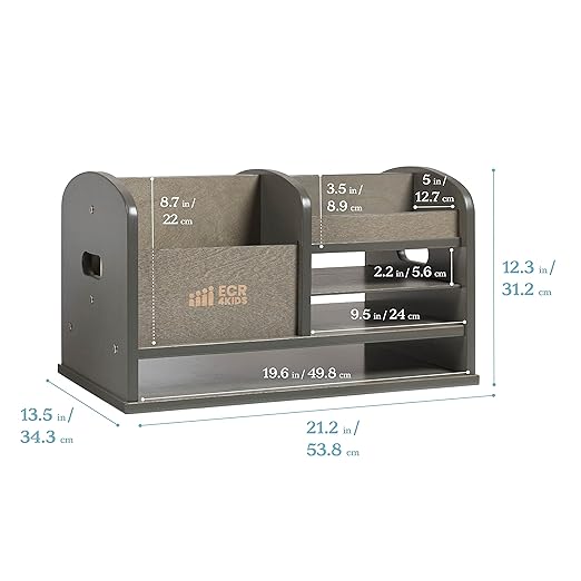 ECR4Kids Tabletop Supplies Storage Center, Teacher Caddy, Grey Wash