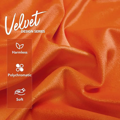 Deconovo Decorative Velvet Throw Pillow Covers for Sofa Couch 20x20 in, Fall Soft Square Cushion Cases for Living Room Decor Bedroom, Set of 2, Orange