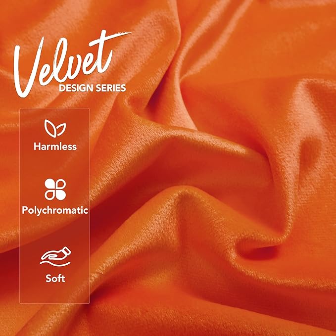 Deconovo Decorative Throw Pillow Covers 18x18 Inch for Sofa Couch, Fall Velvet Cushion Cases for Living Room Bedroom Car, Set of 2, Orange