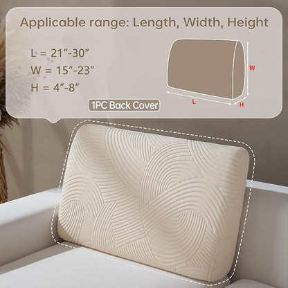 Couch Cushion Covers for Sectional and L Shaped Sofa, Stretch Soft Sofa Covers Washable Wear Resistant Slipcovers Furniture Protector Pet-Friendly (1PC Back Couch Cover, Ivory)