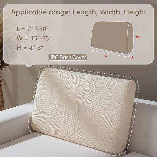 Couch Cushion Covers for Sectional and L Shaped Sofa, Stretch Soft Sofa Covers Washable Wear Resistant Slipcovers Furniture Protector Pet-Friendly (1PC Back Couch Cover, Ivory)