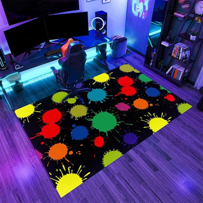 Colorful Paint Splash Rug 4x5 Area Rugs Abstract Grunge Multicolor Rugs Ultra Soft Non Slip Washable Carpet for Teens Boys Girls Kids Living Room Bedroom Nursery Study Office Hallway