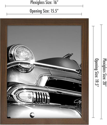 Americanflat 16x20 Picture Frame with Polished Plexiglass - Wide Picture Frames Made of Engineered Wood for Vertical or Horizontal Wall Display - Epic Collection - Mahogany