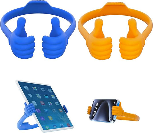 Honsky Adjustable Tablet Stand, Portable Phone Holder for Desk Bed - Multi-Angle Drawing Stand Compatible with All Tablets (Blue & Yellow)