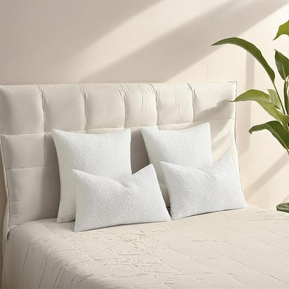 HAUSSY Christmas White Set of 2 22x22 Decorative Throw Pillow Covers, Soft Cozy Textured Boucle Couch Cases, Home Decor for Couch Bed Living Room