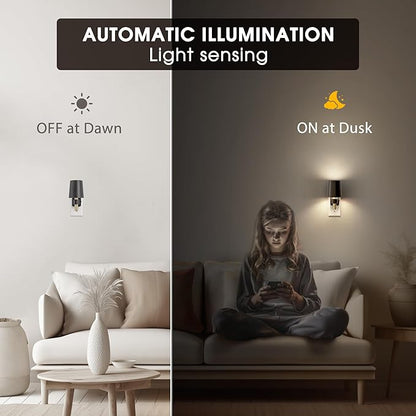 Night Light, Dimmable Night Lights Plug into Wall [2 Pack], Dusk to Dawn Sensor, Daylight White 5000K, 0-100LM, Plug in NightLight, Vintage Night Light for Hallway Bedroom Stairway