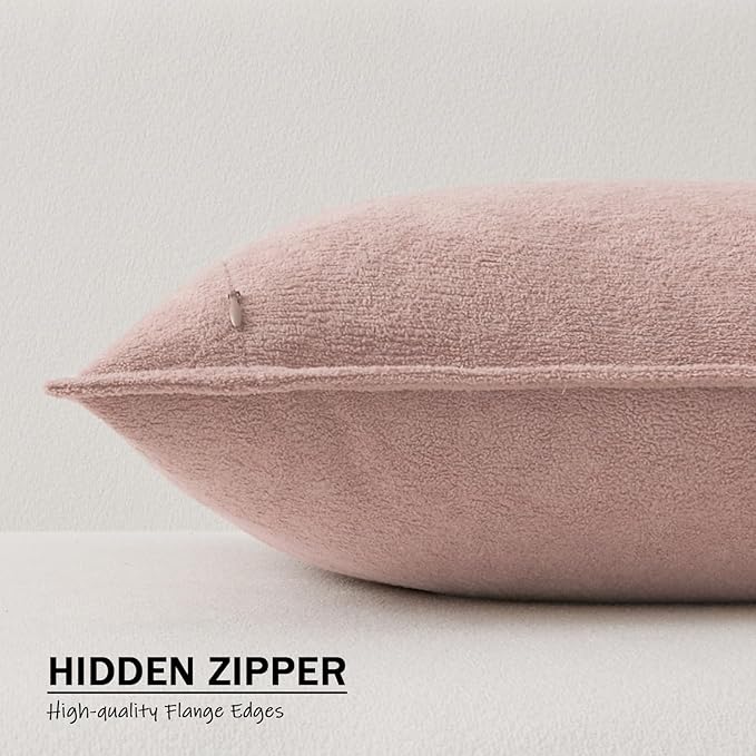 Kevin Textile Valentines Day Decorative Pillow Covers Light Pink 26x26 Inch Pack of 2 Waterproof Soft Boucle Textured Euro Pillowcases Elegant Accent Pillows for Couch Sofa Chair Bed Home