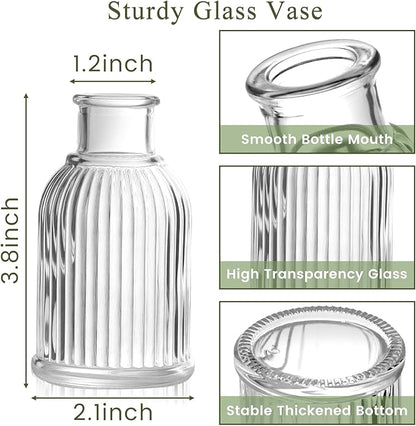 DomeStar 16PCS Glass Bud Vases Set for Bouquet, Mini Clear Vintage Clear Cylinder Vases for Flowers, Small Flower Vase Suitable for Birthday Party, Anniversary, Wedding, Baby Shower Party Home Decor