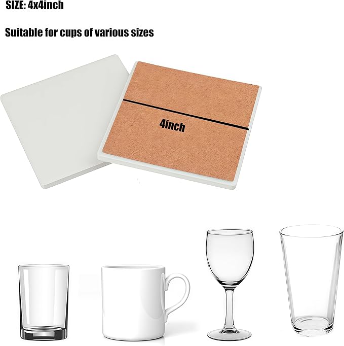 10 PCS Ceramic Tile White Coasters to Paint your Own Christmas Decorations Ceramic Unglazed DIY Art Craft Ready to Paint Ceramics Decorations 4x4in for Adults