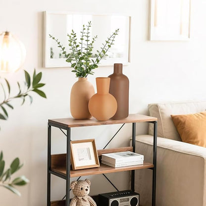 3 Pcs Ceramic Vases Modern Terracotta Vase Brown for Home Decor Round Matte Boho for Table Decor Living Room Minimalist Nordic Centerpiece Decorations