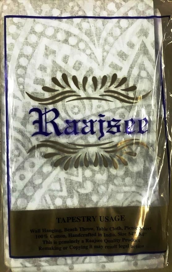 raajsee Gold Mandala Tapestry Bedroom Aesthetic - Indie Wall Tapestries Hippie Room Decor - Boho White Trippy Wall Hanging - Golden Mandalas Wall Art 52x82 inches