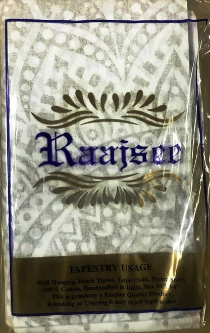 raajsee Gold Mandala Tapestry Bedroom Aesthetic - Indie Wall Tapestries Hippie Room Decor - Boho White Trippy Wall Hanging - Golden Mandalas Wall Art 52x82 inches