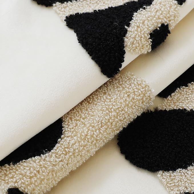 LIGICKY Panda Throw Pillow Cover White Velvet Cushion Cover Neutral Accent Tufted Animal Print Pillowcase Solid Decorative Soft Square Cushion Case for Sofa Bedroom Party Décor, 18 x 18inch