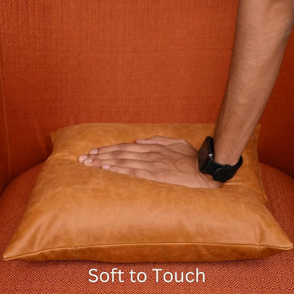 LL LEATHER LOVERS Genuine Lambskin Leather Pillow Cover, 22x22 Inch Case for Lumbar Throw Couch Pillows, Thick & Soft Cushion Covers for Sofa Bed Home Décor (Caramel Brown Pack of 2)