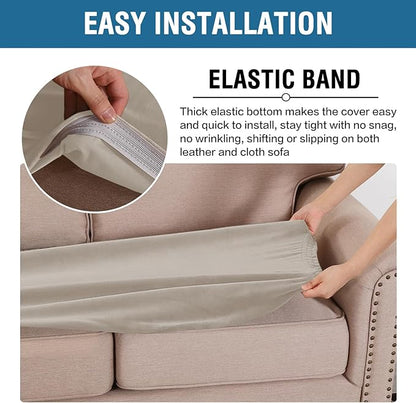 H.VERSAILTEX Velvet Stretch Individual Couch Cushion Cover Plush Slipcover for Loveseat Sofa Furniture Protector Seat Cover (1 Piece Loveseat Cushion Cover, Oatmeal)