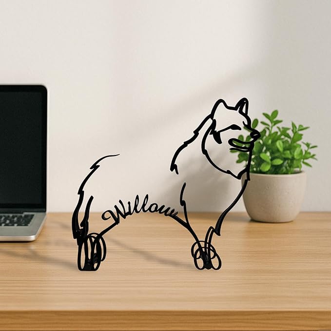 Personalized Samoyed Dog Minimalist Sculpture, Custom Pet Name Metal Desk Decor, Decorative Aesthetic Table Sign Gifts For Dogs Lovers, Kids Room, Home Office Decorations