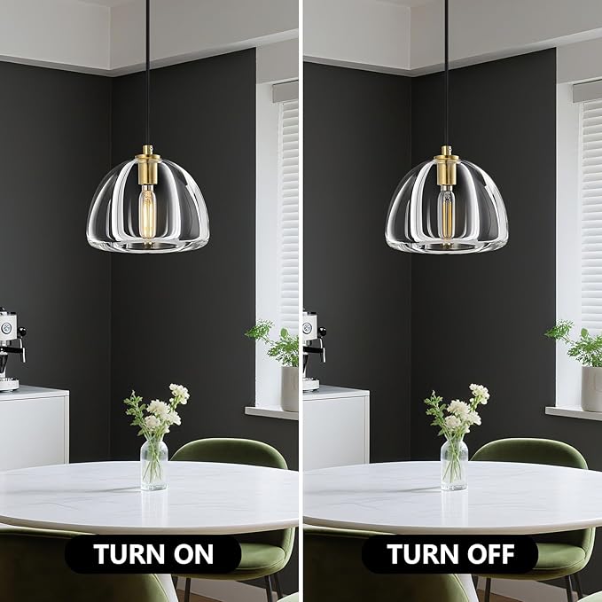 Modern Gold Pendant Lights Kitchen Island Ceiling Chandelier Indoor Crystal Hanging Light Fixtures for Dining Room Kitchen Living Room Bedroom（B-1Pack）