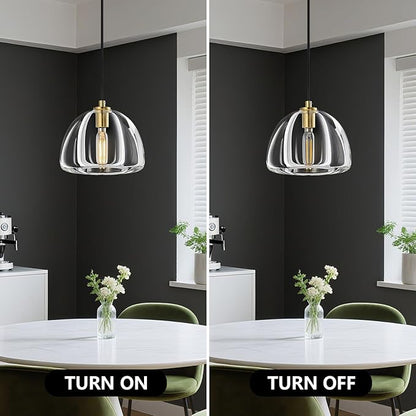 Modern Gold Pendant Lights Kitchen Island Ceiling Chandelier Indoor Crystal Hanging Light Fixtures for Dining Room Kitchen Living Room Bedroom（B-1Pack）