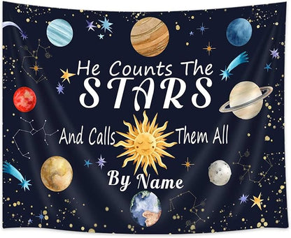 DYNH Space Tapestry,Solar System Wall Hanging,Planet Galaxy Decor,Educational Science Tapestries for Kids Boys Bedroom Playroom Classroom Living Room Dorm80x60In