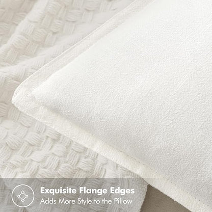 MIULEE Decorative Linen Euro Sham Pillow Covers 24x24 Cream White Boho Farmhouse Neutral Christmas Couch Throw Pillows for Bed Pack of 2 Accent Modern Pillowcase Sofa Livingroom Home Decor