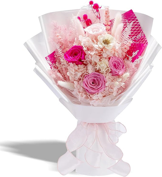 Flowers Gifts for Mom, Flower for Delivery, Preserved Roses Bouquets, Birthday Gifts for Women, Mothers Day Flowers for Wife (Pink)