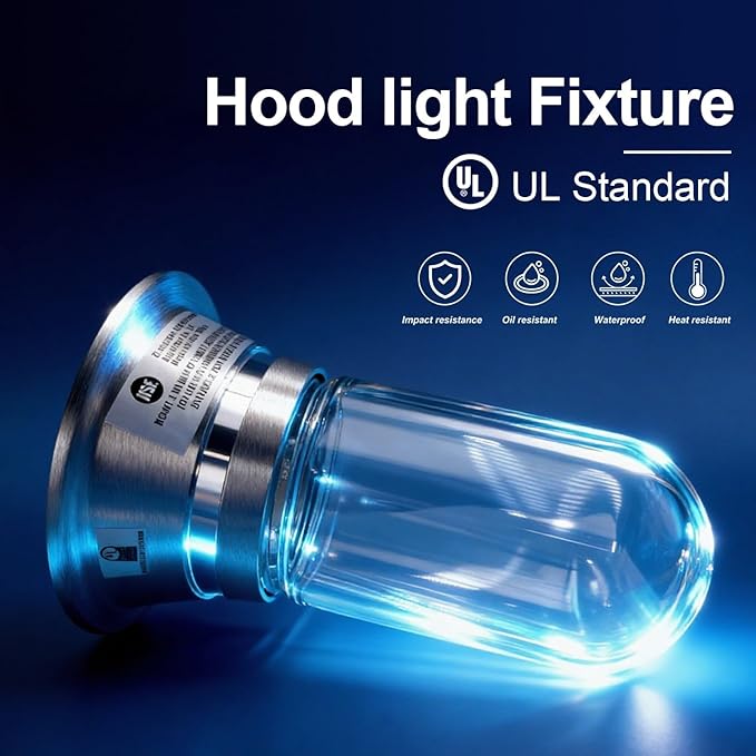 2 Pcs Restaurant Canopy Hood Light Fixture with Thermal and Shock Resistant Clear Coated Tempered Glass Globe