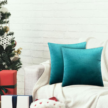 2 Pack 20x20 Pillow Cover Velvet Pillow Covers, Square Throw Pillow Covers for Living Room Decorations Throw Pillow Case, Throw Pillow Cover Cushion Cover for Sofa Bedroom Car, Teal Velvet
