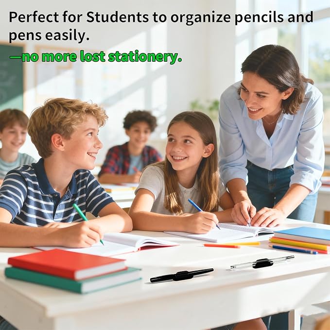 Adhesive Pencil Holder, 10 Pack Silicone Pen Holder for Wall Desk and Notebook with Extra 5 PCS Adhesive Pads,Reusable Sticky Desk Organizer for Teacher Classroom Office and School