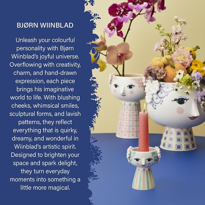 Bjorn Wiinblad Eva Vase, Dark Blue, 7.3" H x 4.9" D, Gift Box Included