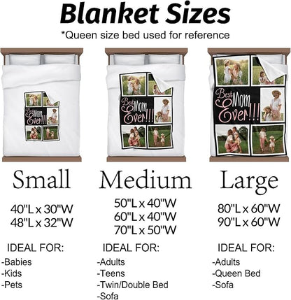 Gifts for mom Personalized Gifts from Daughter Custom Blankets with Photos and Text Multiple Colors Sizes Soft Flannel Gifts for Women Birthday Gifts for Mom