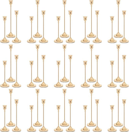 Candlestick Holders 45 PCS, Metal Taper Candle Holder, Gold Candle Holders for Pillar Candles, Vintage Dining Table Centerpiece Decorations for Wedding Party Christmas Halloween Decor