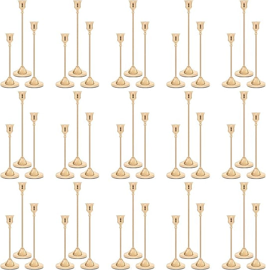 Candlestick Holders 45 PCS, Metal Taper Candle Holder, Gold Candle Holders for Pillar Candles, Vintage Dining Table Centerpiece Decorations for Wedding Party Christmas Halloween Decor