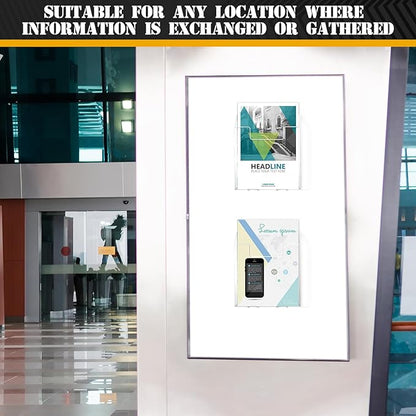 Thyle 2 Pcs Acrylic Brochure Holders Suction Cup Display Racks Wall Window or Glass Mount Clear Organizer Brochure Hanging Pamphlet Holder for Flyer Magazine File Display Book (8.7" X 8.7" X 2")