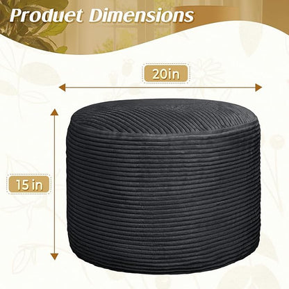 AS AWESLING Round Ottoman Foot Rest Pouf for Living Room Couch - Soft Plush Hassock