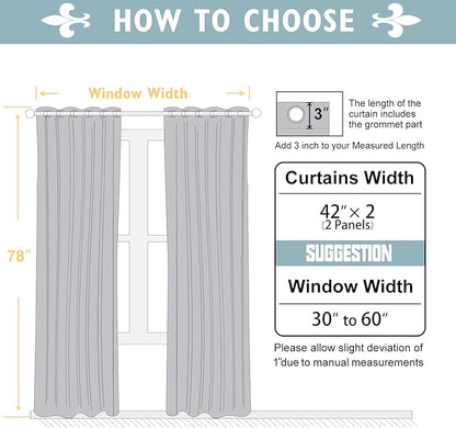ChrisDowa Blackout Curtains 78 inches Long for Bedroom - 2 Panels Set Grommet Thermal Insulated Room Darkening Curtains for Living Room (Beige, 42 x 78 Inch)