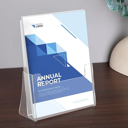 2PCS Acrylic Brochure Holder 8.5x11inch Flyer Table Stand Sign Holder Clear Plastic Countertop Desk Display Organizer for Office Home Store Magazines Pamphlets Booklets Literature Menu Journals