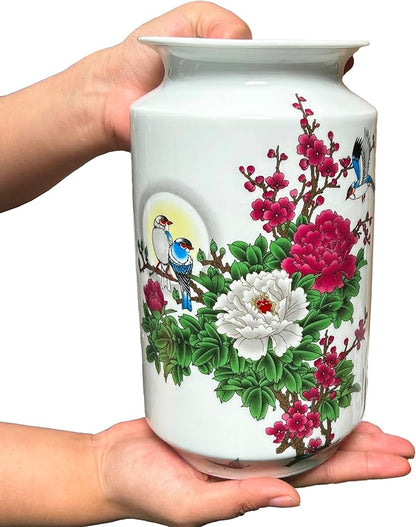 MTME Porcelain Figurines, Jingdezhen Decorative Flower vase, Home Decor, Wedding Gifts, Aesthetic Sculpture Home décor (Peony)