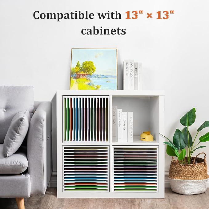 SANFURNEY 15 Tier Scrapbook Paper Organizer for Sizes 12" x 12", File Sorter Storage, Document Holder, Desktop Scrapbook Paper Organizer Rack for Home Office School Christmas