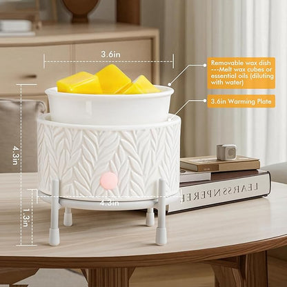 EQUSUPRO Ceramic Candle Wax Melt Warmer - Electric Wax Melt Burner with Iron Stand for Scented Wax Melts 4-in-1 Fragrance Wax Melter for Home Office Decor & Gift (Iron Stand)