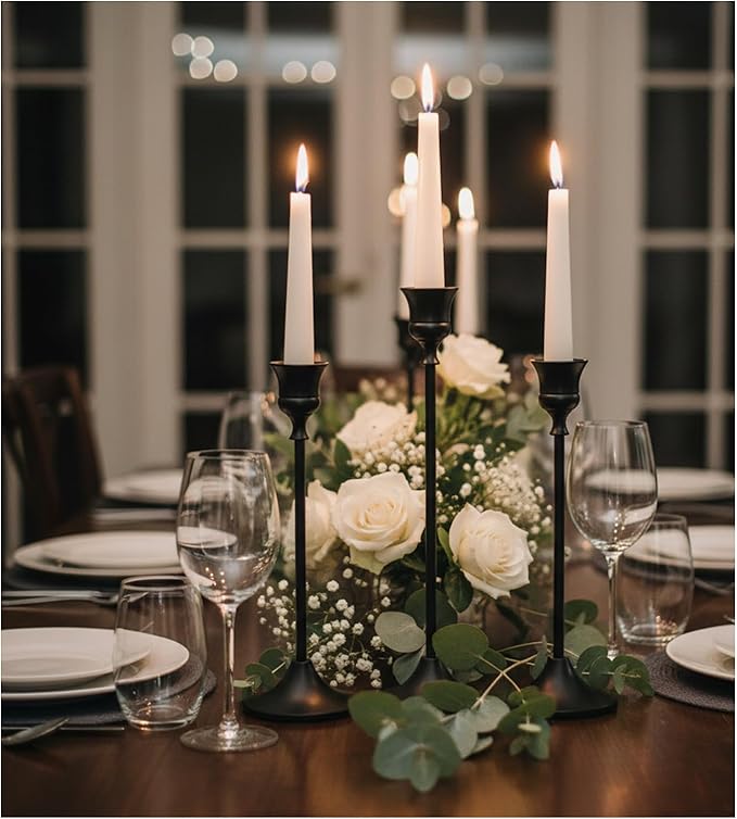 Candle Holder, Modern Minimalist Black Metal Candlestick Holders, Set of 3 Tall - Elegant Taper Candle Holders for Table Centerpiece, Wedding, Dinner Party Home Decor