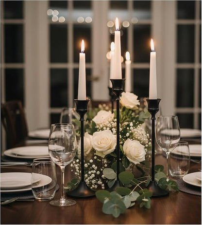 Candle Holder, Modern Minimalist Black Metal Candlestick Holders, Set of 3 Tall - Elegant Taper Candle Holders for Table Centerpiece, Wedding, Dinner Party Home Decor