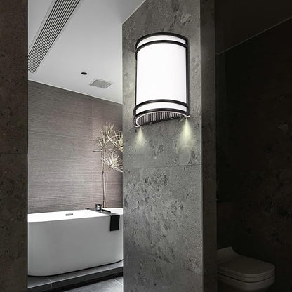 Indoor Wall Sconce, Half Cylinder Wall Light Fixture, 3000K 4000K 5000K Color Temperature Adjustable, Dimmable LED Modern Wall Light for Hallway Bedroom Living Room, Matt Black, 2 Pack