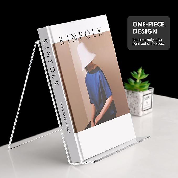 SANRUI 2 Pack 10 Inch Acrylic Book Display Stand, A4 Clear Easel Base Holder, Vinyl Record Display Rack for Home Office Album, CD, Magazine, Postcard, Picture, Plate, LP Cover, Artworks, Phone, Tablet