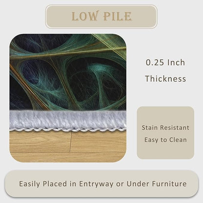 Fractal Art Rug 4x6, Washable Abstract Swirl Rugs for Living Room Bedroom, Optical Illusion Area Rug for Home Decor, Non Slip Backing Floor Carpet with Gripper - 4 x 6 ft