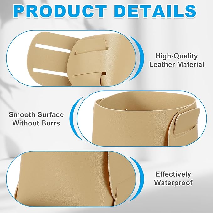 PATIKIL 2Pack Leather Desk Organizer, Leather Pencil Pen Holder Jewelry Valet Tray Hair Accessories Organizer for Bedroom Drawer Office Key Wallet Watch Pen Pencil Glasses, Khaki